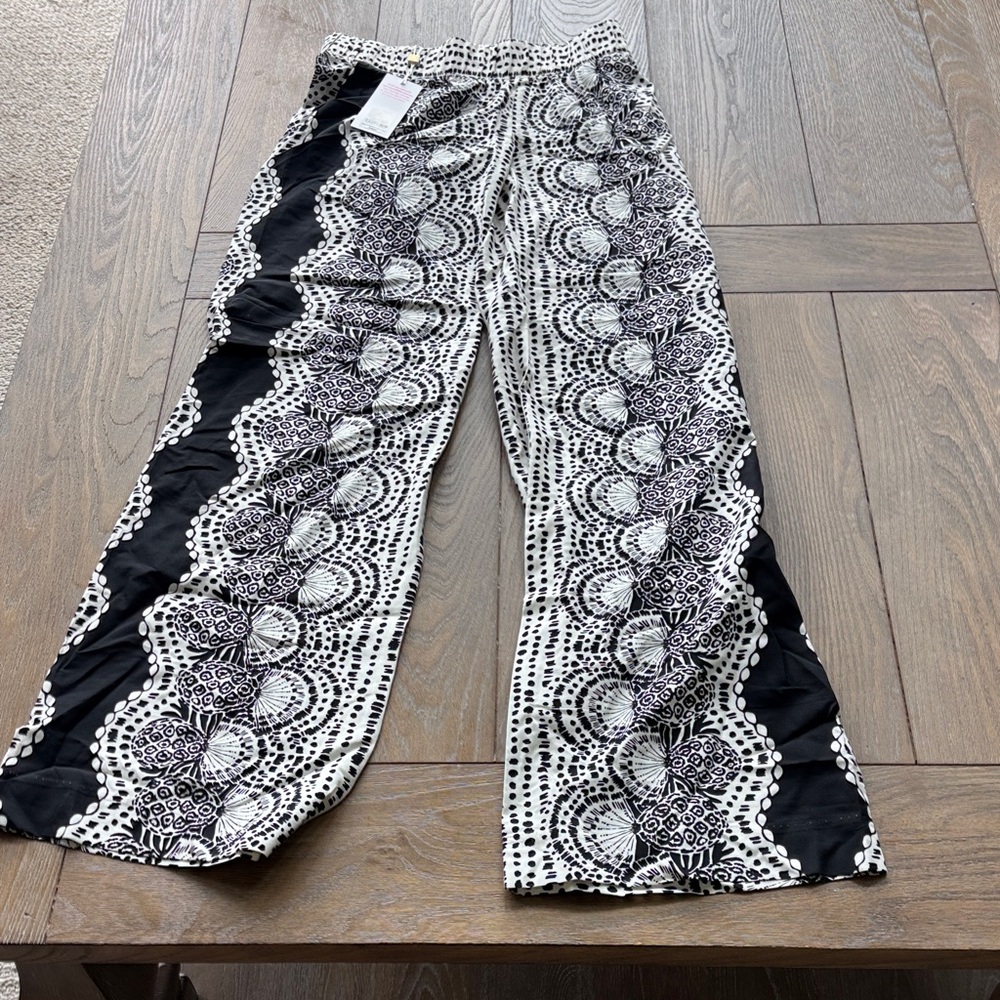 Lilly Pulitzer Black and White Printed Wide-Leg Pants